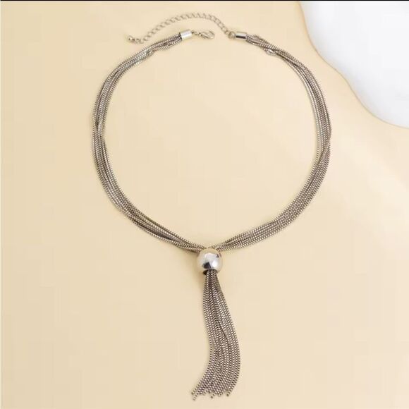 NEW GOLD TASSEL CHAIN NECKLACE CHUNKY STATEMENT NECKLACE CHOOSE GOLD OR SILVER - Picture 9 of 13